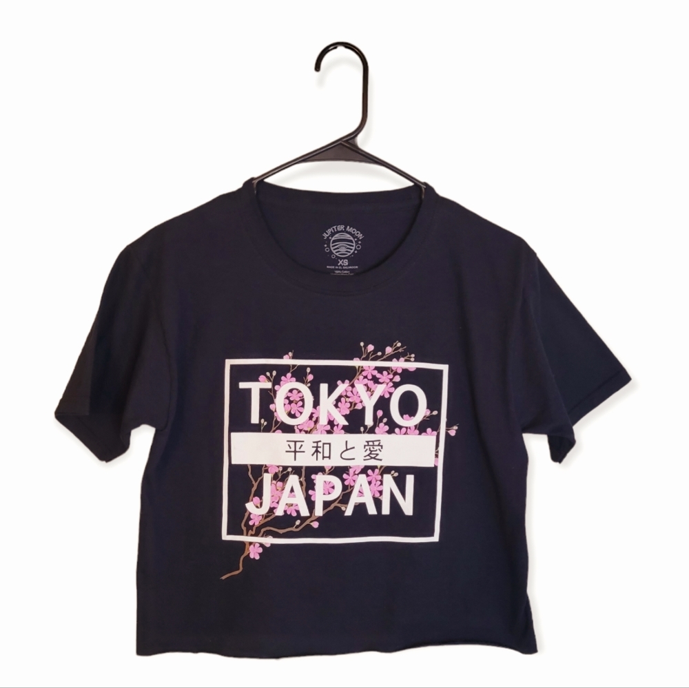 Jupiter Moon Cropped Black Tee Size XS